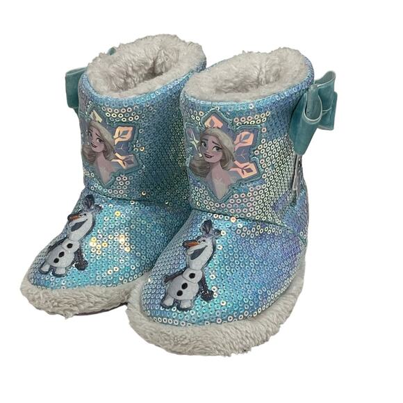 Disney Other - Boots Kids Frozen Toddler Girls Slipper Bootie, Size 7-8 Color Blue